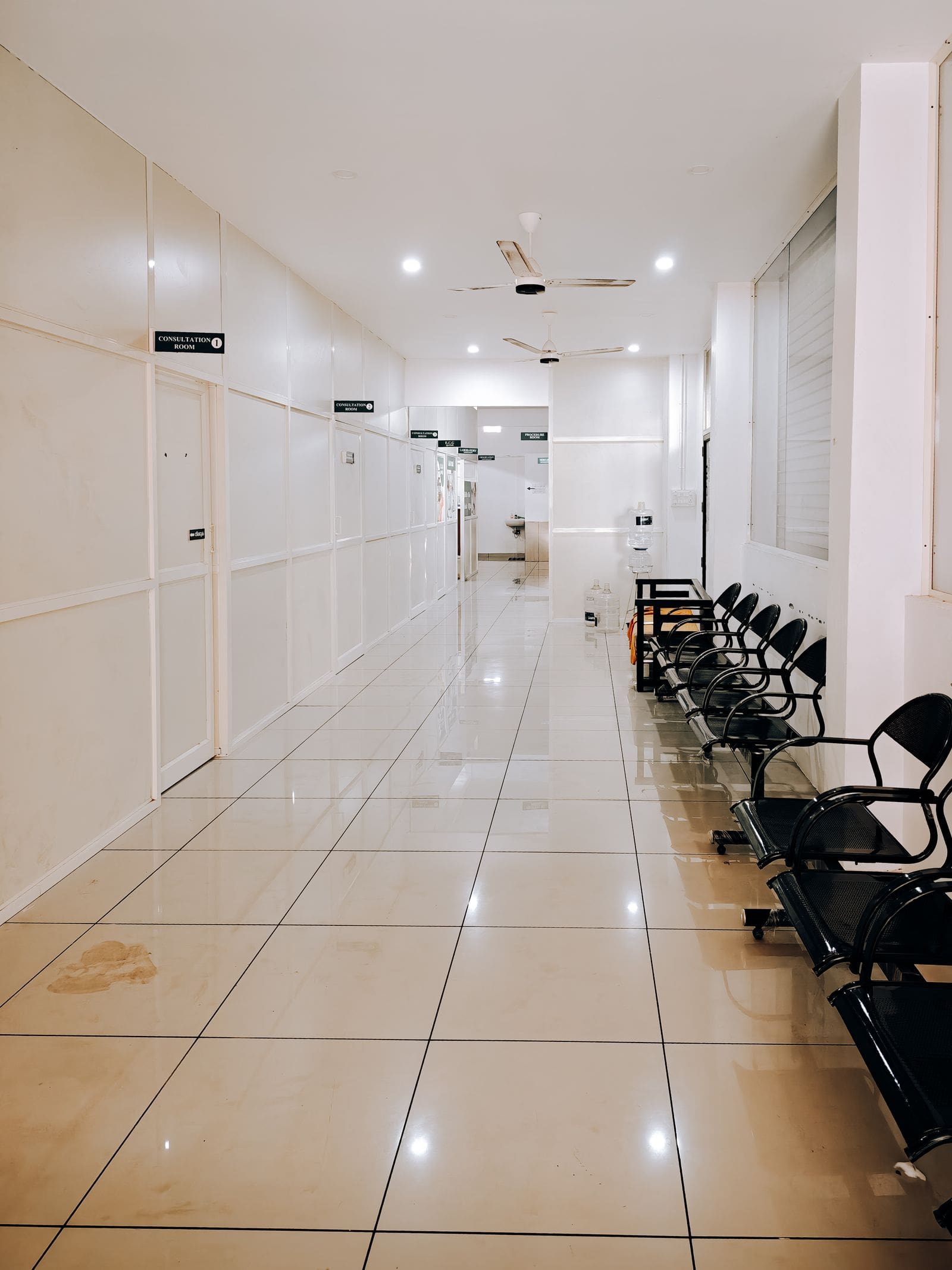 A hospital corridor with consultation rooms, the kind of setting behind hospital negligence claims in Salt Lake City, Utah